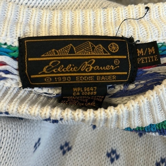 VINTAGE Eddie Bauer White Floral Grandma Sweater - Picture 7 of 7